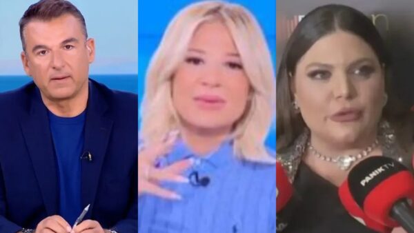 Ο Γιώργο Λιάγκας η Φαίη Σκορδά και η Δανάη Μπάρκα