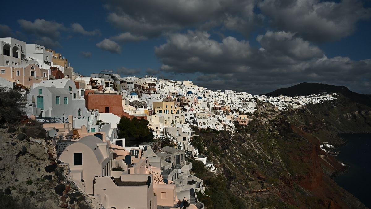 Πανοραμική φωτογραφία από το νησί της Σαντορίνης