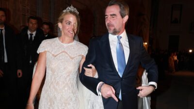 Η Χρυσή Βαρδινογιάννη και ο Νικόλαος Ντε Γκρες στον γάμο τους.