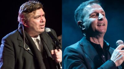 Ο Μανώλης Λιδάκης και ο Δημήτρης Μπάσης.