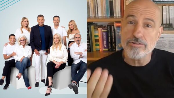 Ο Σίλας Σεραφείμ και δίπλα η ομάδα του Πρωινού