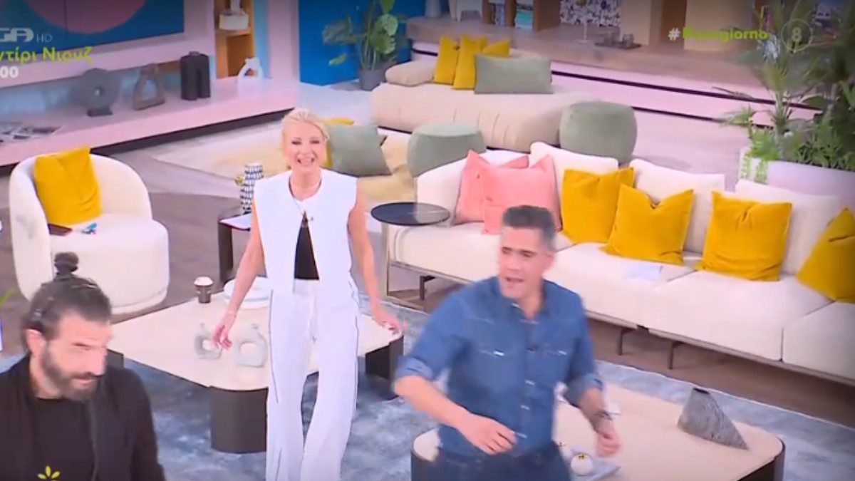 H Φαίη Σκορδά και ο Δημήτρης Ουγγαρέζος στο πλατό του Buongiorno