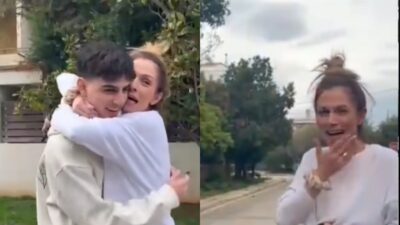 Η Ντορέττα Παπαδημητρίου ξεσπά σε κλάματα με την έκπληξη του γιου της