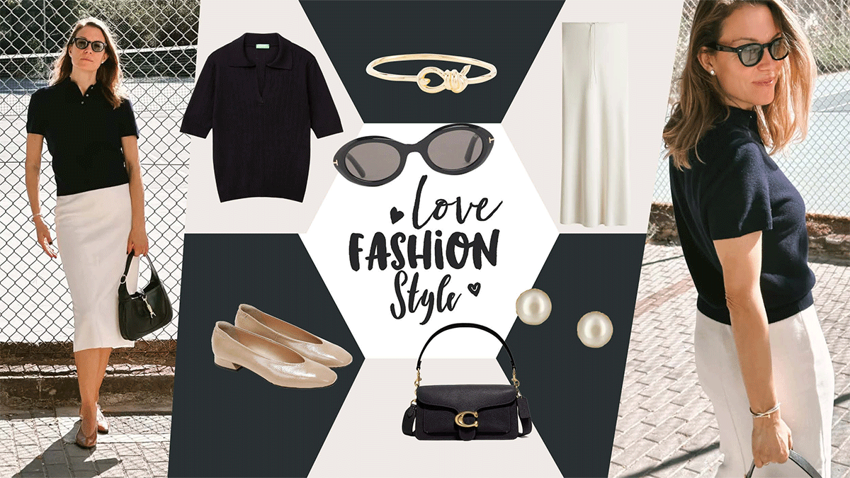 H Βίκυ Καγιά με ασπρόμαυρο σύνολο