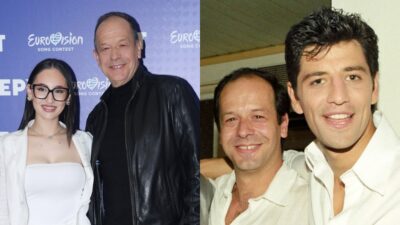 O Φωκάς Ευαγγελινός με την Klavdia (αριστερά) και τον Σάκη Ρουβά παλιότερα (δεξιά)