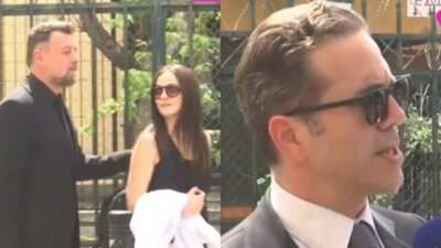 Ο Μάνος Παπαγιάννης με την σύζυγό του και ο δικηγόρος, Μήτζιας