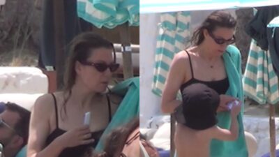 Η Βίκυ Καγιά σε παραλία στη Μύκονο