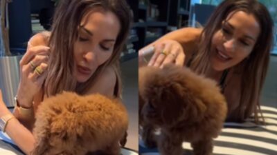 Η Δέσποινα Βανδή με το σκυλάκι της