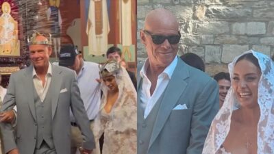 Ο Τζώνη Καλημέρης και η Ελπίδα Ιακωβίδου στον γάμο τους