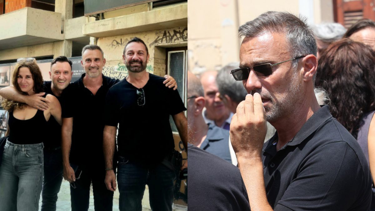 Ο Γιώργος Καπουτζίδης και η ομάδα του Παρά πέντε στην κηδεία του Γεράσιμου Μιχελή