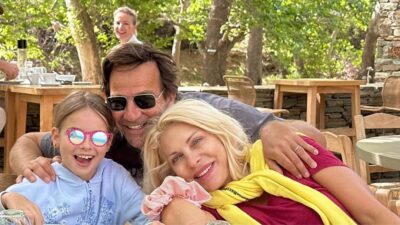 Η Ελένη Μενεγάκη με την Μαρίνα και τον Ματέο Παντζόπουλο