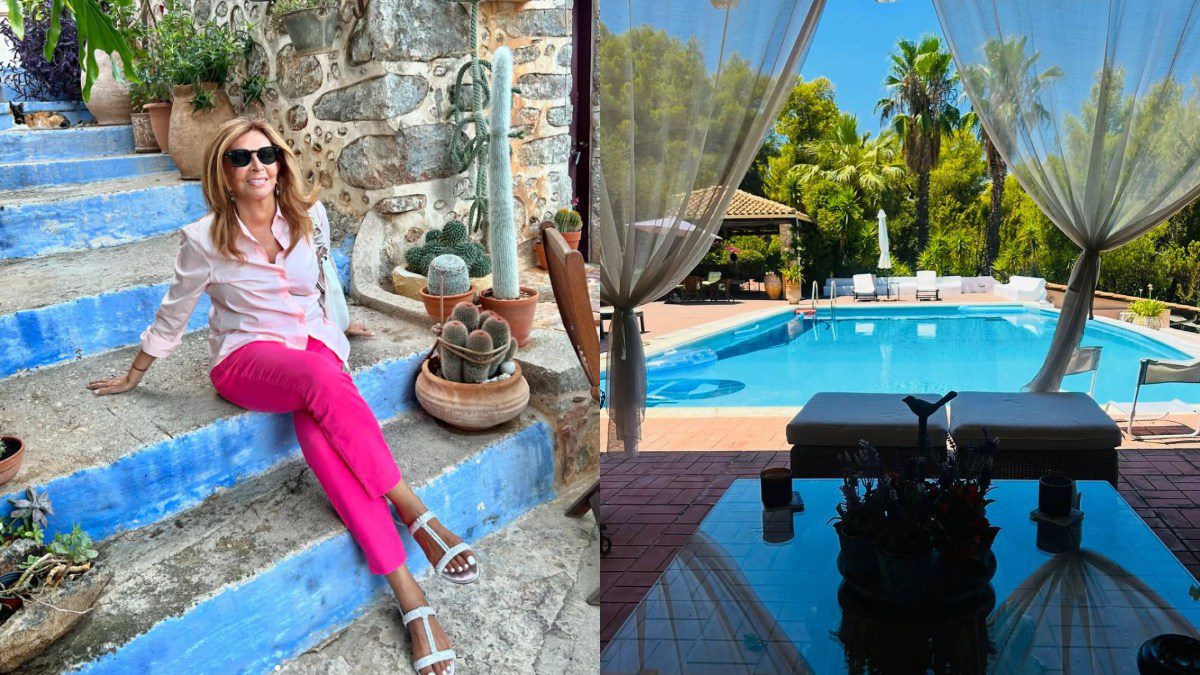 Η Μιμή Ντενίση και η πισίνα στο εξοχικό της