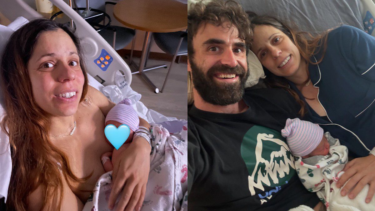 Η Κατερίνα Στεφανίδη με τον σύντροφο της στο μαιευτήριο