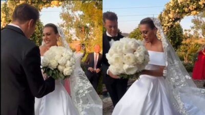 Ο Χρήστος Χολίδης και η Κατερίνα Γκιουζέλη στον γάμο τους