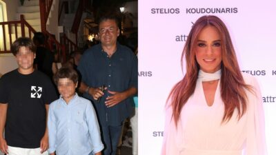 Ο Γιώργος Λιάγκας με τους γιους του και η Μαρία Αντωνά