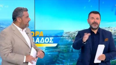 Ο Μάνος Νιφλής και ο Γιάννης Κολοκυθάς στην πρεμιέρα του Ώρα Ελλάδος