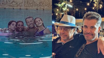 Ο Χάρης Βαρθακούρης με την οικογένειά του και με τον Γιάννη Πάριο