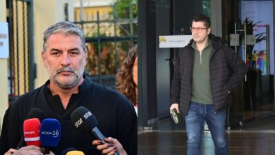 Ο Βασίλης Μπισμπίκης και ο Λάμπρος Κωνσταντάρας