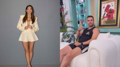 Η Σταματίνα Τσιμτσιλή και ο Κώστας Φραγκολιάς στο πλατό το Happy Day