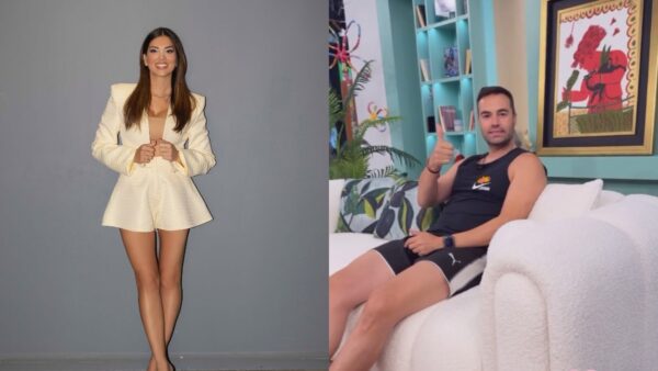 Η Σταματίνα Τσιμτσιλή και ο Κώστας Φραγκολιάς στο πλατό το Happy Day