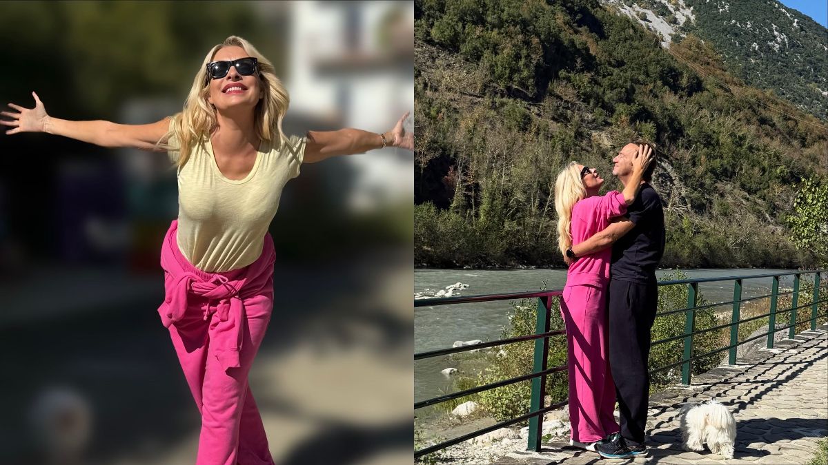 H Ελένη Μενεγάκη και ο Ματέο Παντζόπουλος στο Τζουμέρκα