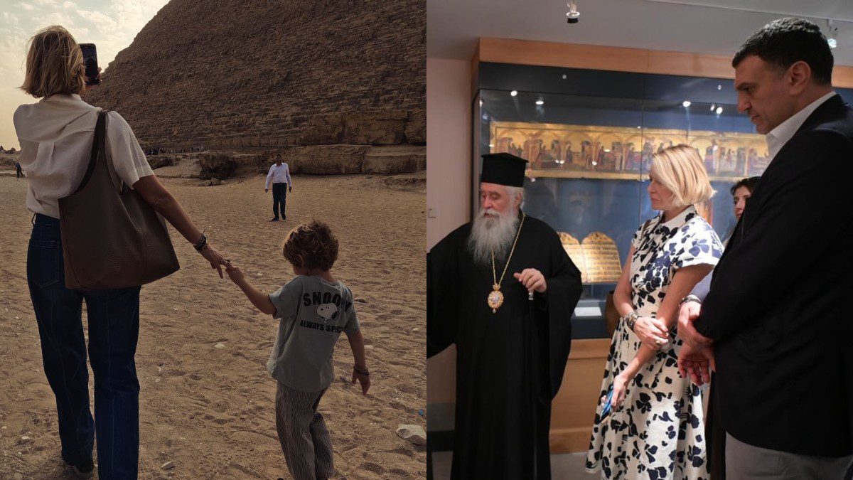 Η Τζένη Μπαλατσινού και ο Βασίλης Κικίλιας με τον γιο τους στην Αφρική