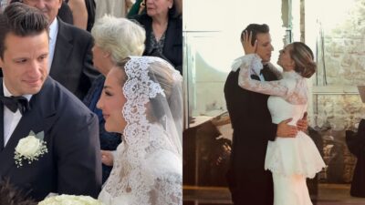 Ο Νίκος Πολίτης και η Αιμιλία Φυρίγου στον γάμο τους