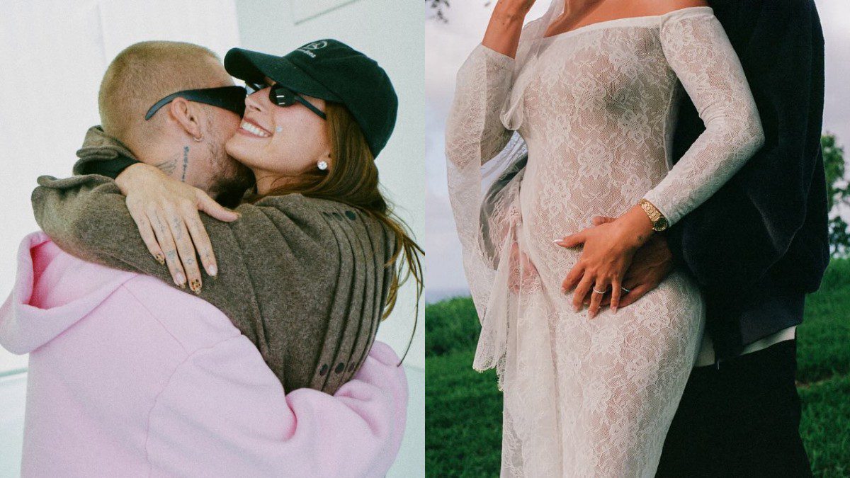 Μπίμπερ αγκαλιά αριστερά και δεξιά με φουσκωμένη κοιλίτσα