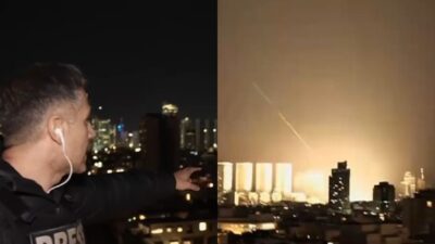 Η στιγμή που πέφτει πύραυλος στο Τελ Αβίβ