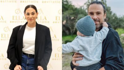 Η Ευρυδίκη Βαλαβάνη και ο Γρηγόρης Μόργκαν με τον γιο τους